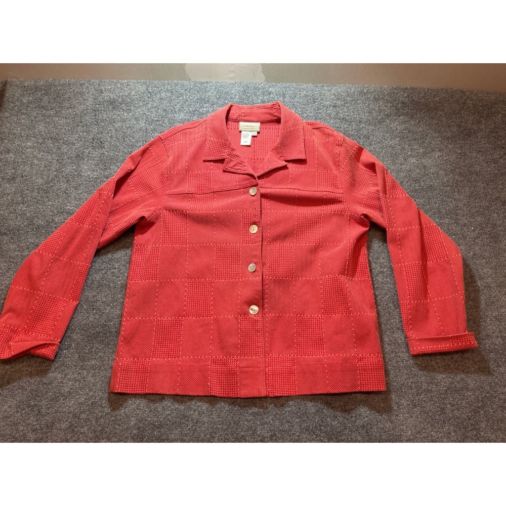 Vintage Coldwater Creek M Red Textured Button Front Jacket